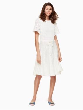 Kate Spade White Crochet A-Line Midi Dress